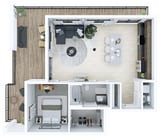 1E Floorplan 1br, 1ba - 767 SF