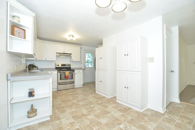 Pantry cabinets, fridge behind cabinets - 135 Elmont St