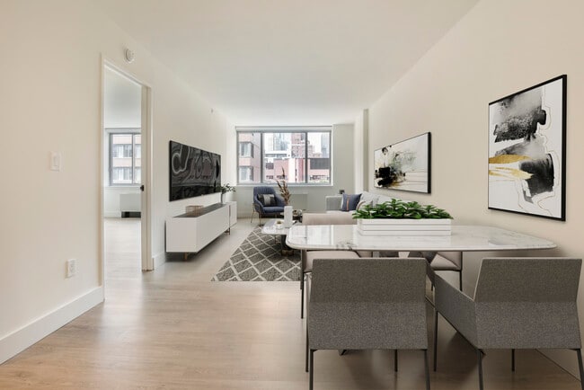 Renovated II North/South dining and living room with hard surface flooring