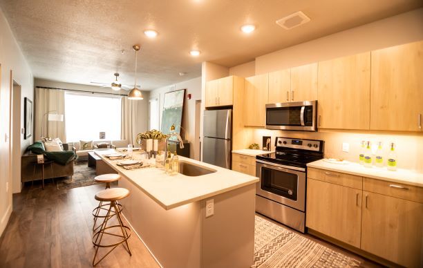 Gourmet Kitchen With Island - Soleil Lofts Apartments
