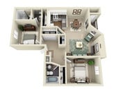 2 BD 2 BA Classic & Renovation floor plan Sedona at Bridgecreek