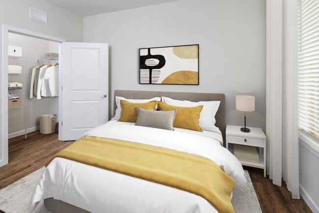 Bedroom with hard surface flooring