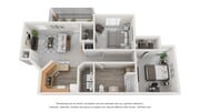 The Rose floorplan offers two bedrooms and one bath.
