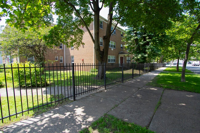 Shaded walkways around the property