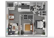 Concord Floorplan: 2 Bed/2 Bath 1170-sq-ft
