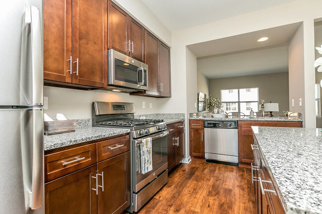 Beautiful, gourmet kitchens featuring granite, stainless steel appliances including gas range - Townes at Pine Orchard Rental