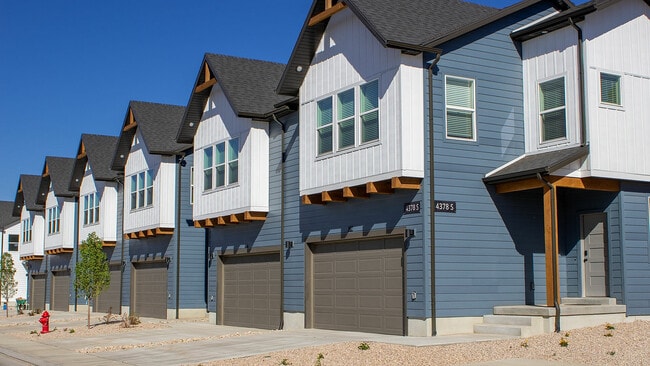 A row of thoughtfully designed RailRunner townhomes.