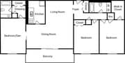 3 Bedroom 2 Bath B