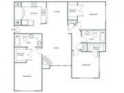 Three Bedroom Two Bath (1380 SF)