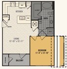 1 Bed 1 Bath 673ft