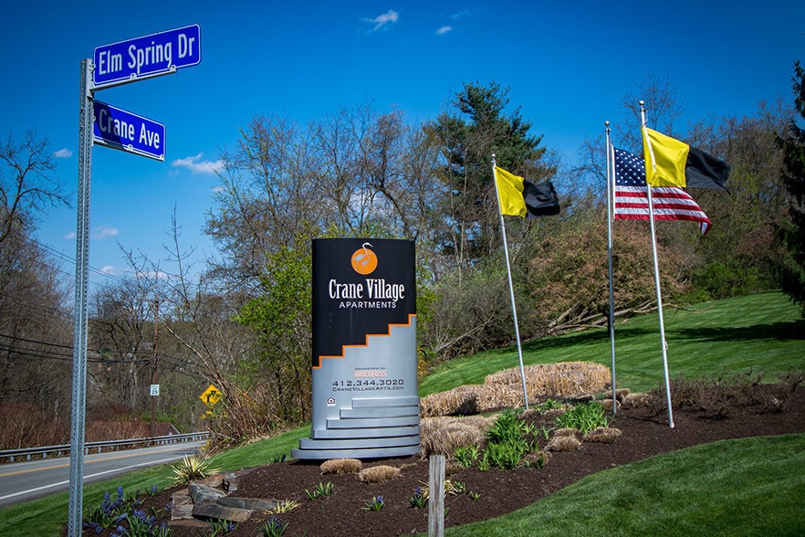 Crane Village Apartments Entrance Signage