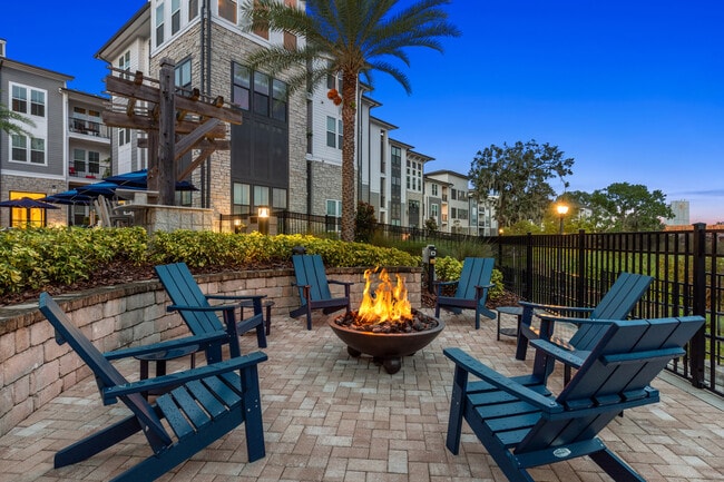 A fireside setting designed for relaxation and connection