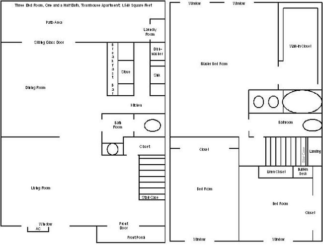 Plano de casa adosada de tres habitaciones WES.JPG - Westmount Apartments