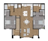 Explore this contemporary apartment layout, designed for modern urban living with a focus on style and efficiency.