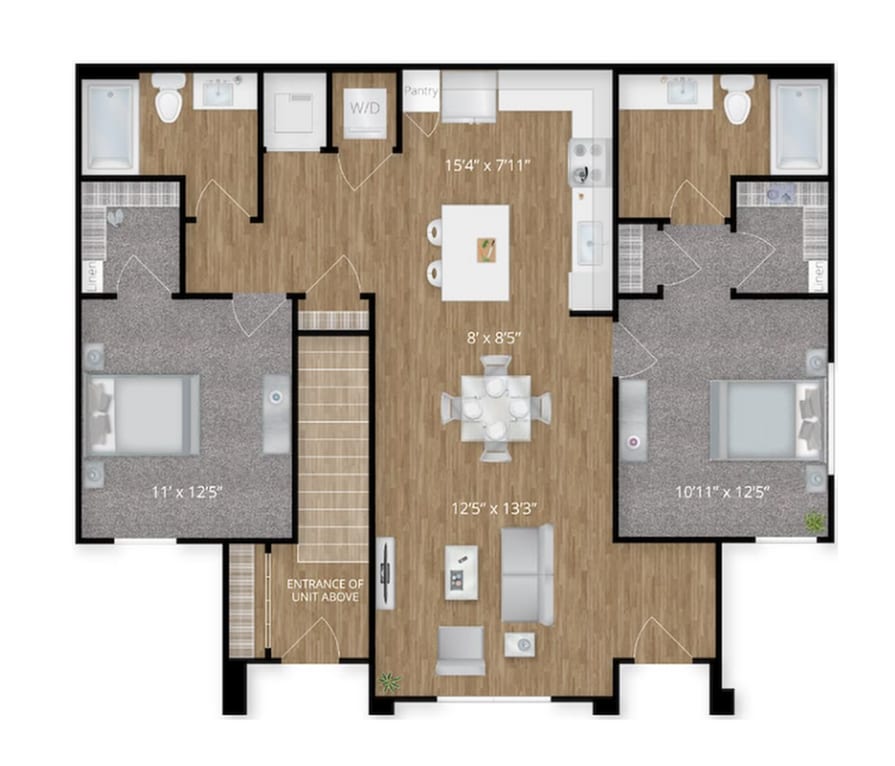 Explore this contemporary apartment layout, designed for modern urban living with a focus on style and efficiency. - TB1