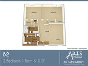 B2 2 Bedroom 1 Bath 810 SF