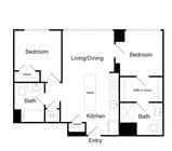 Serenity - B12 - 2 Beds - 2 Baths - 802 Sq. ft.