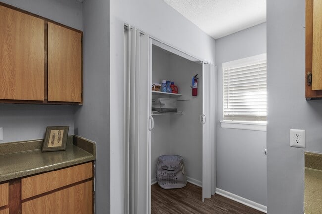 Generous storage solutions, including a dedicated pantry, make everyday living effortless at Lakeland East Apartments in Flowood, MS. Managed by Highlands Vista Group.