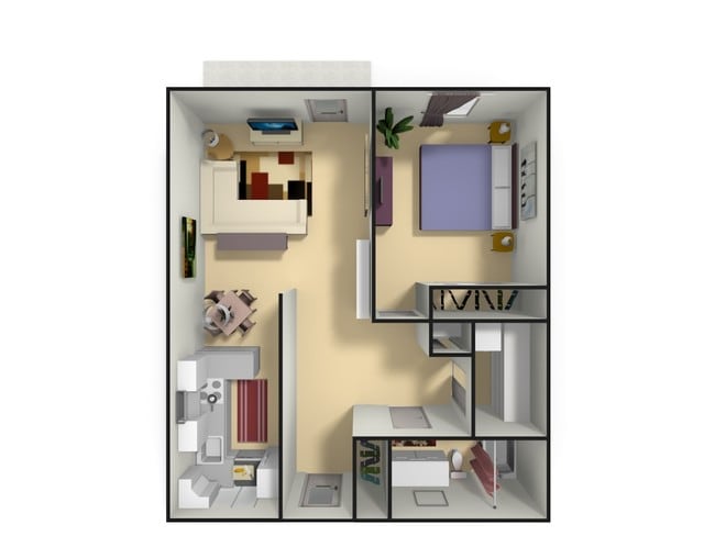 One Bedroom West 3-D