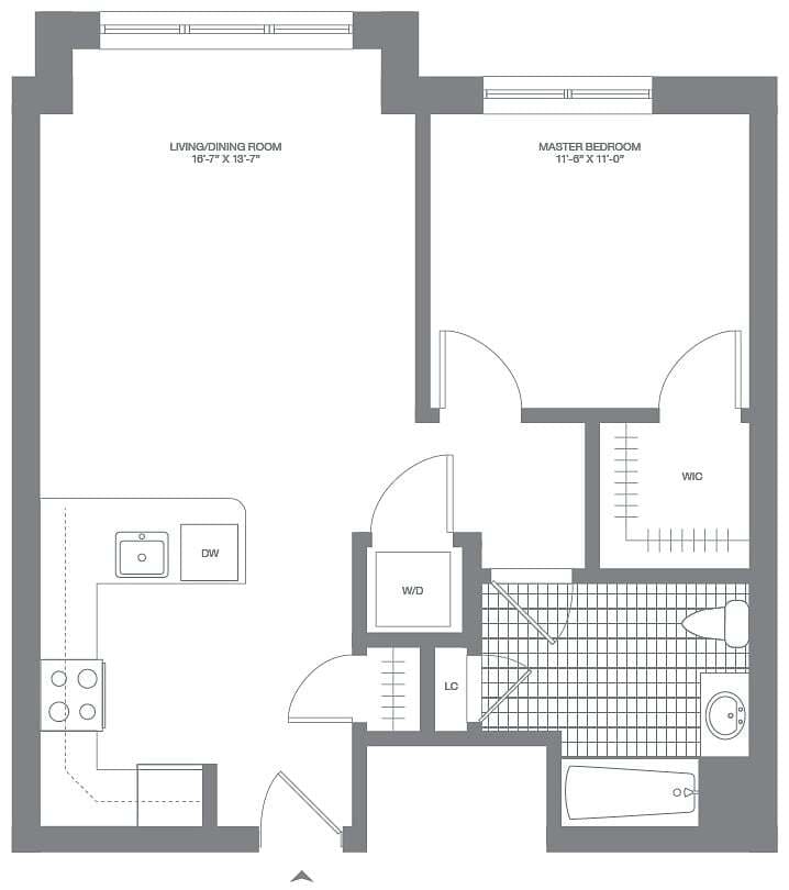 Floor Plan - 1 Bed/1 Bath