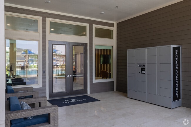 Outdoor lounge and package station