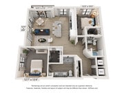 Explore this contemporary two-bedroom apartment designed for modern comfort.