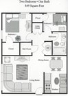 2Bed/1Bath 849 SF