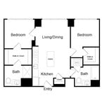 Serenity - B13 - 2 Beds - 2 Baths - 826 Sq. ft.