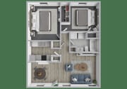 2 bed 1 bath floor plan
