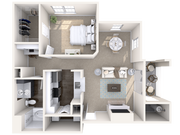 Una habitación y un baño (850 pies cuadrados)