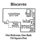 Biscayne 1 Bedroom 1 Bath 710 SF