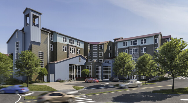 Clubhouse Exterior - Hub Blacksburg Apartments