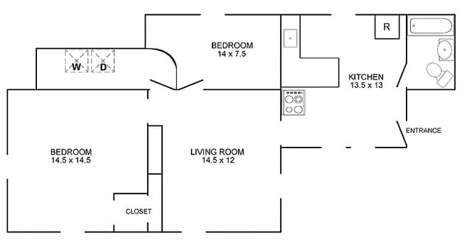 Photo - $1500 / 2 bdrm / 775ft2 – Brewer - Union St. – 1st Floor -  W/D Hookup Unit Apt #2