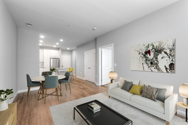 Kitchen, living, and dining areas with hard surface flooring - Kanso Twinbrook