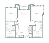 Plano de planta de Clairmont de 2 dormitorios
