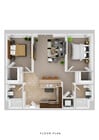 2BR/2BA Floor Plan