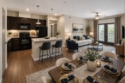 Open Kitchen, Dining & Living with Island Seating