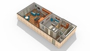 1 BR x 1 BA - H Floorplan