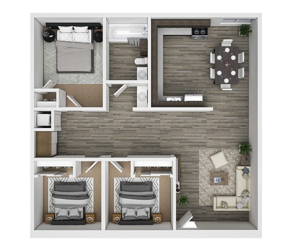 Floor Plan - Three Bedroom, One Bath