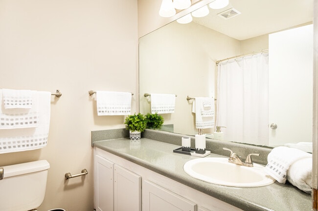 Get ready in style in this well-appointed bathroom at Southwind Apartments in Richland, MS!