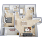 One bedroom, one bath, 790 square foot apartment home