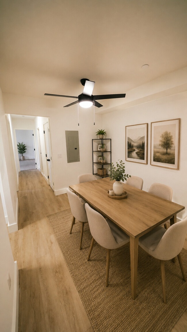 Furnished Dining Area with ceiling fan