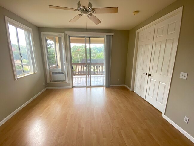 Living area with views and double doors to the main bedroom
