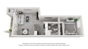 A 3D floor plan rendering of The Glendale.