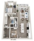 A5 - 1 bed 1 bath - 865 sq. ft.