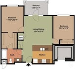 2 Bedroom 1 Bath - 891 sq ft