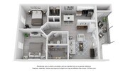 A 3D floor plan rendering of The Captain.
