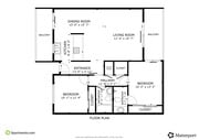 2BR, 2BA - 850SF - Floor Plan