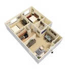 2B 1B - 840sf - Ground Floor