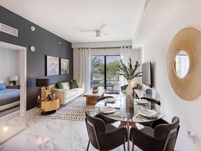 Spacious living rooms with ceiling fans